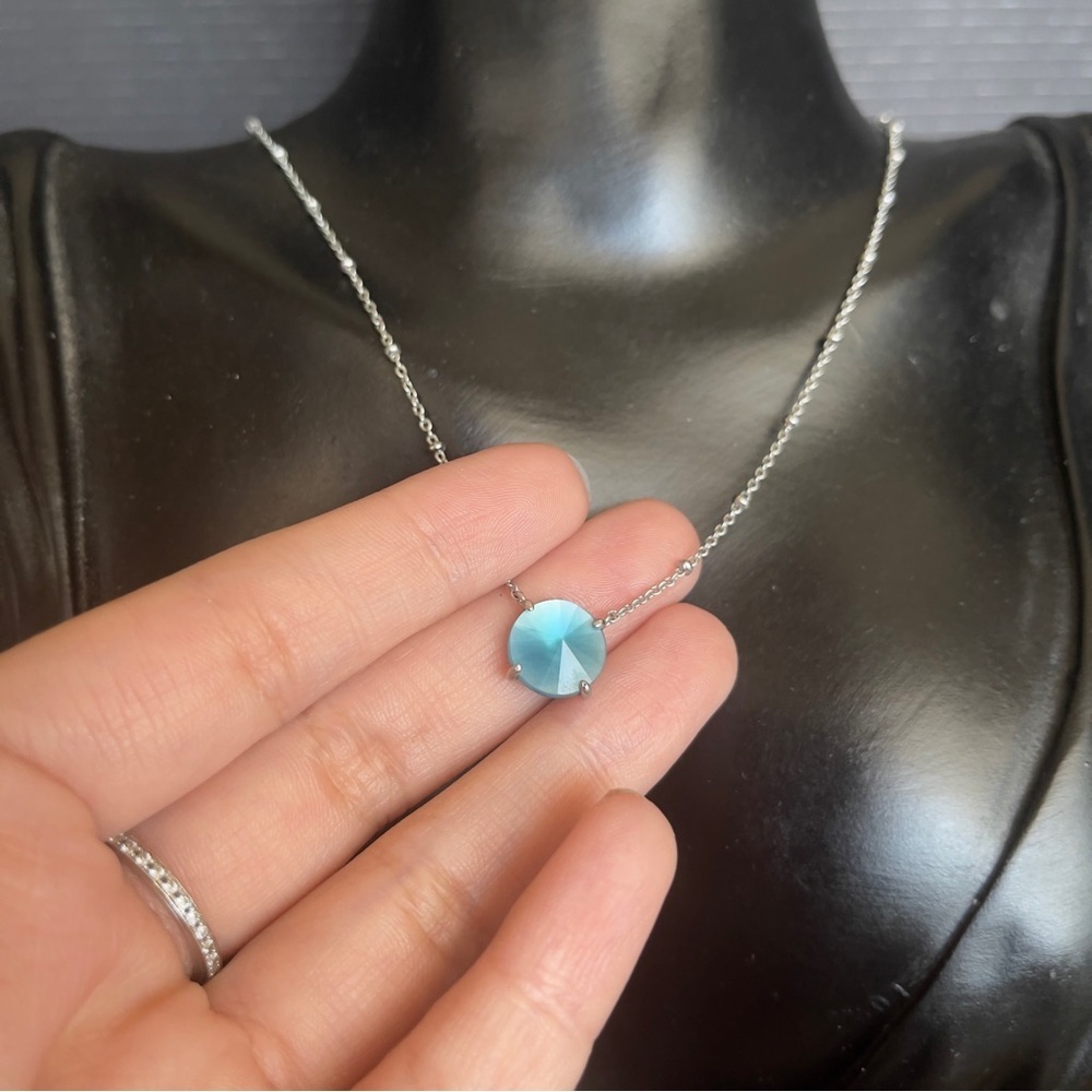 Kendra Scott Blue Gem Silver Tone Jolie Necklace 18 Inch